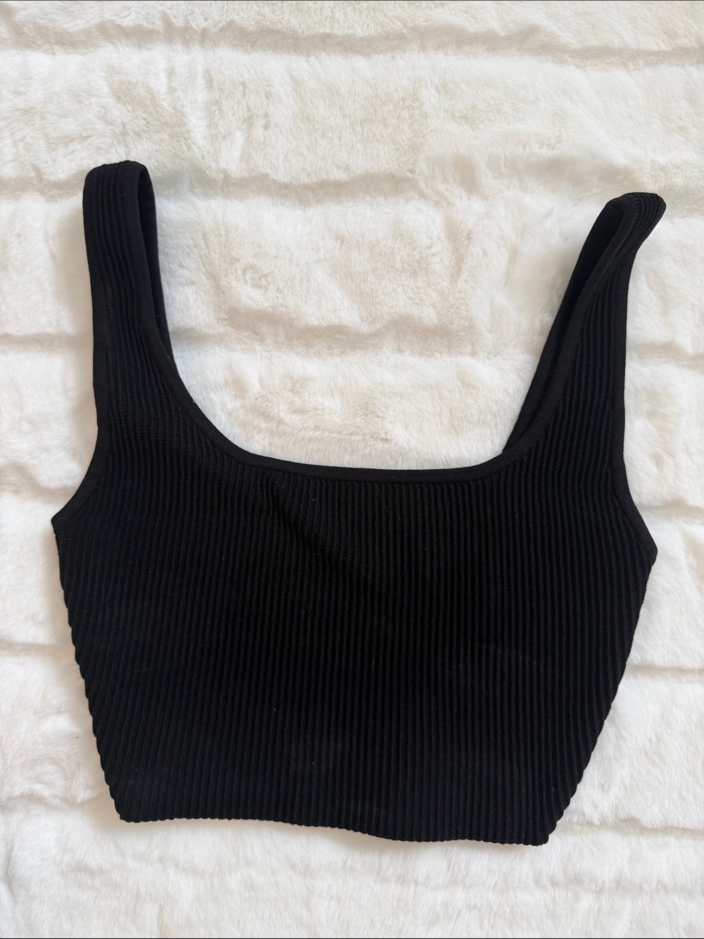 Aritzia Black Ribbed Square-Neck Crop Tank